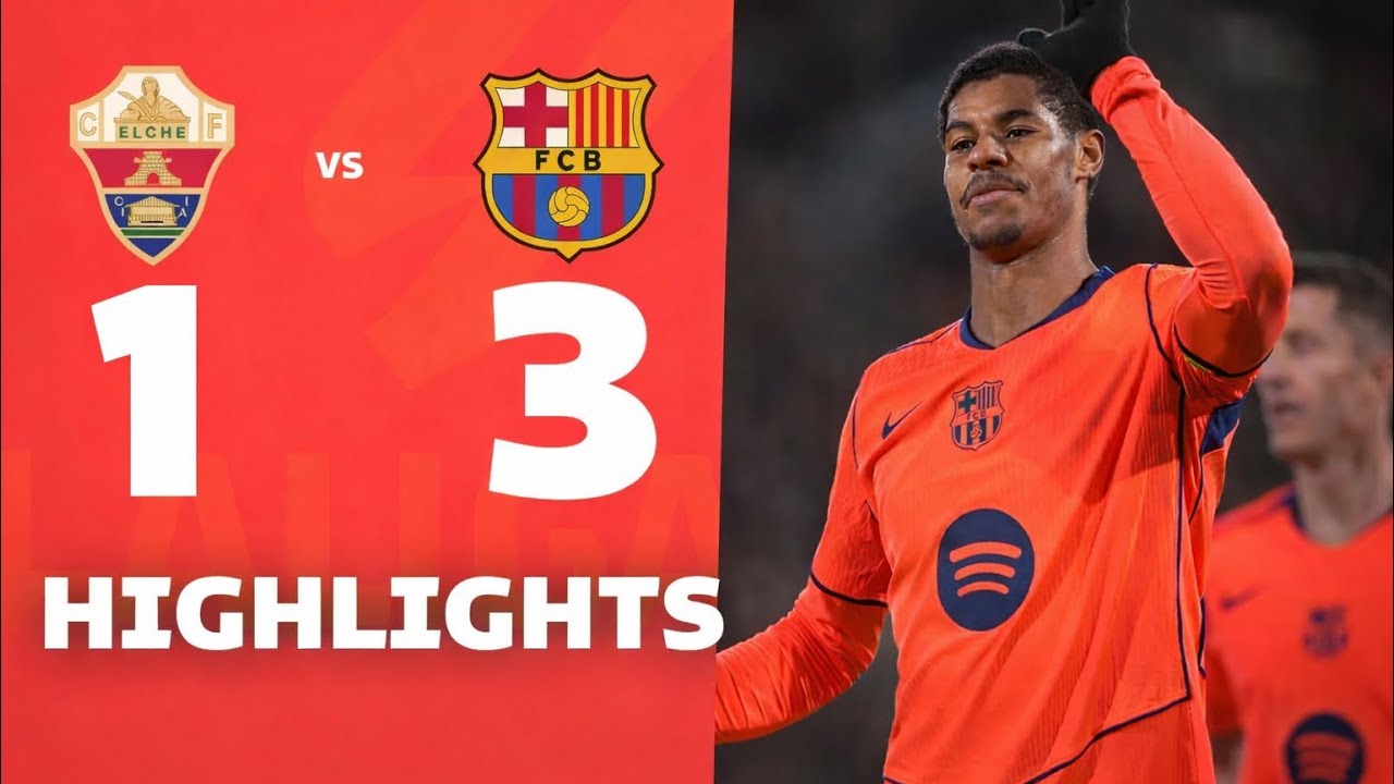 ELCHE vs BARCELONA (1-3) | RESUMEN y GOLES | La Liga 2026 - YouTube