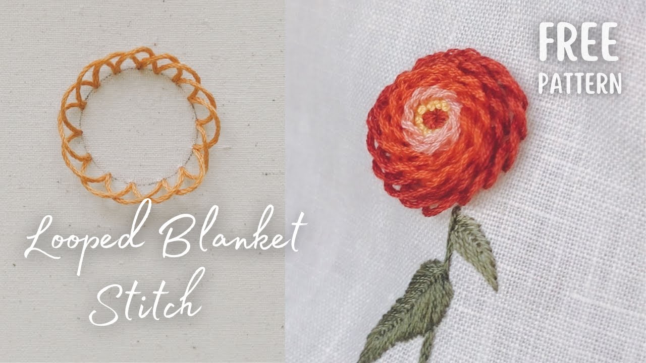 Learn Looped Blanket stitch with FREE Zinnia embroidery pattern 💐 YouTube