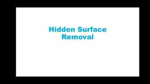 Computer Graphics 6.1: Introduction to Hidden Surface Removal