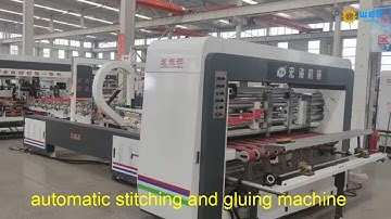 Full automatic box folding gluing stitching machine #foldergluer