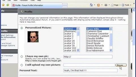 Uploading an Avatar on the Chirco Forum