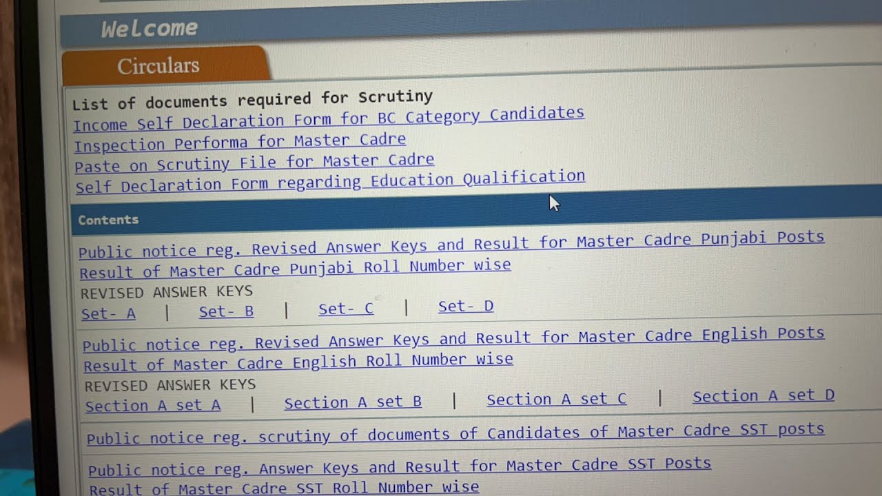 Master Cadre Punjabi & English Result Out
