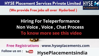 Hiring For Teleperformance Non Voice , Voice , Chat Process Free Jobs Hyse Placements