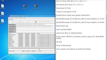 How to flash Micromax A110 Jelly Bean V3 1 101 11 by SP Tool App