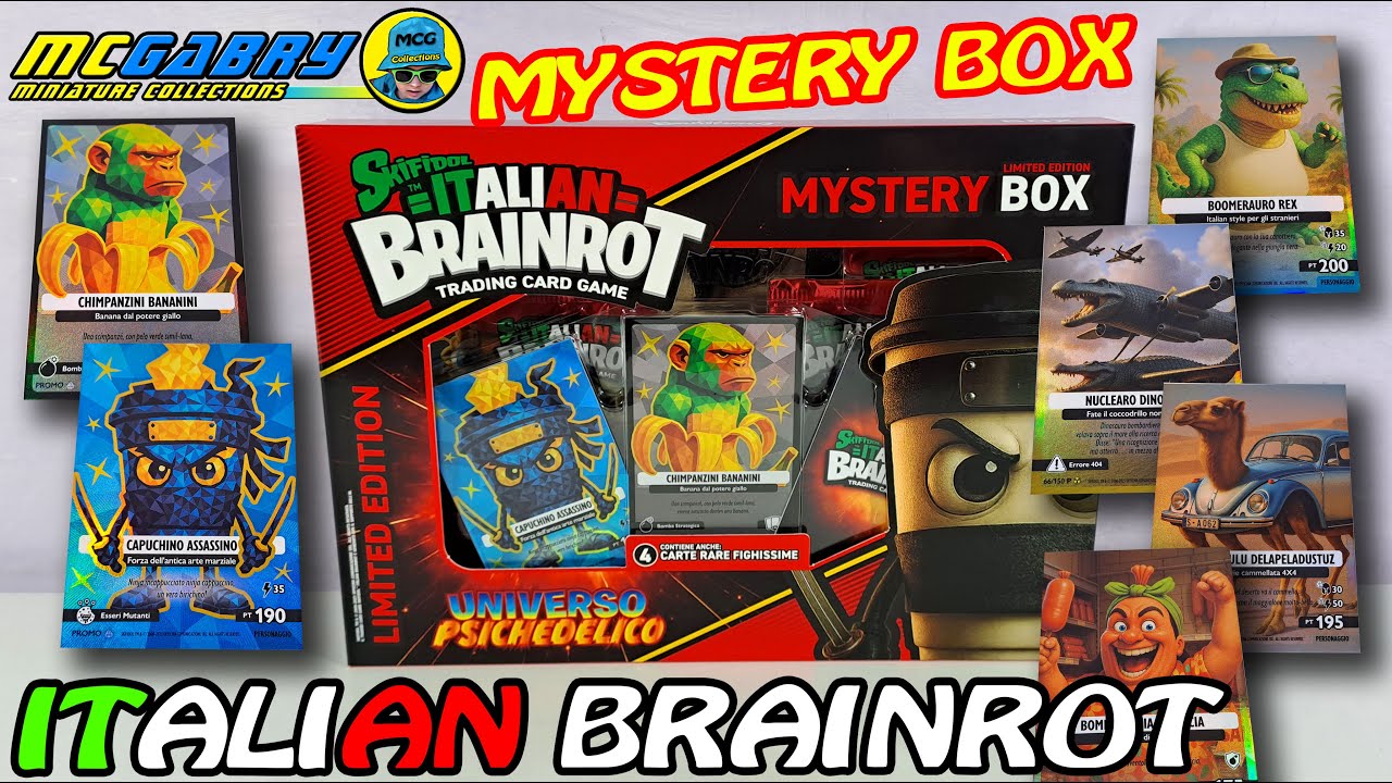 Skifidol Italian Brainrot - Set 60 Cartes à Collectionner + 32 Autocollants - Jeu Psychédélique
