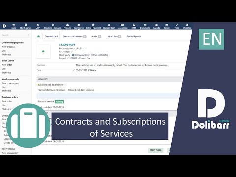 Tutorial 8 - EN - Contracts and subscriptions of services in Dolibarr ERP CRM