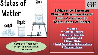 States of Matter(Lecture 3)// Physical Pharmaceutics 1(Unit-2) // B.Pharm 3rd Sem// Growup Pharma
