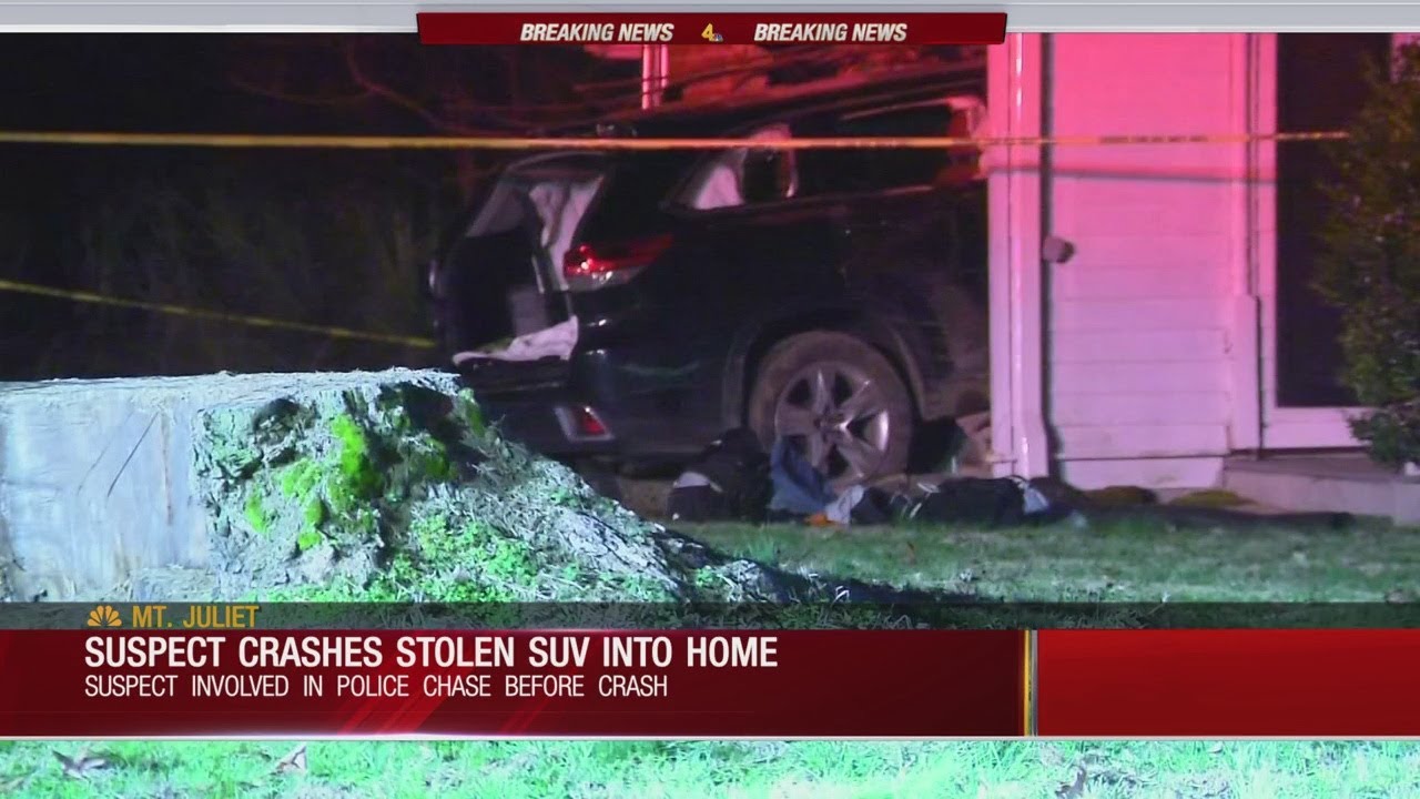Suspect crashes stolen car into Mount Juliet house YouTube