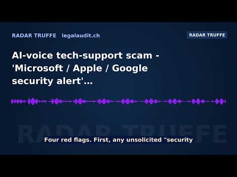 AI-voice tech-support scam — 'Microsoft / Apple / Google security alert'