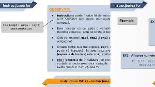 Instrucțiuni C/C++ - Instructiunea FOR