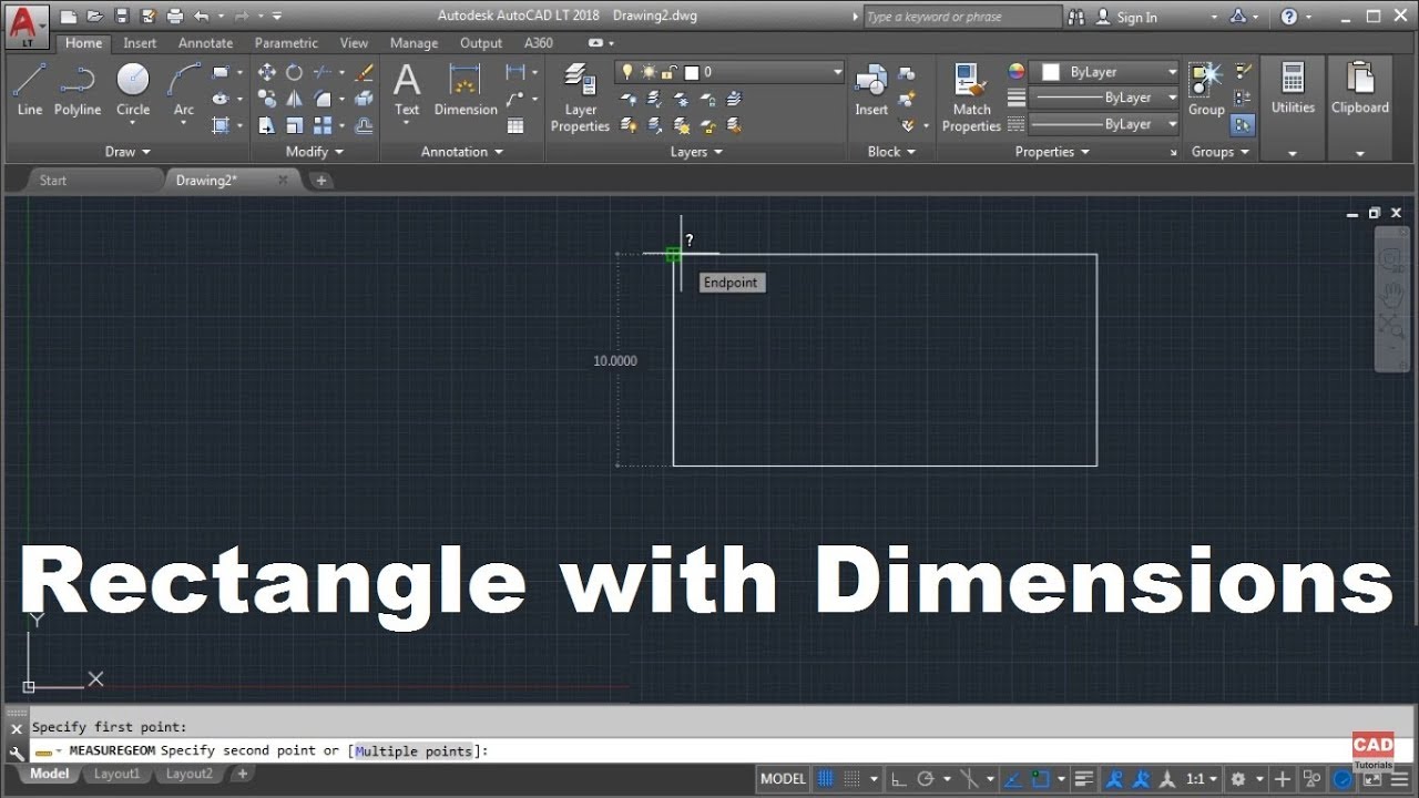 AutoCAD Draw Rectangle with Dimensions