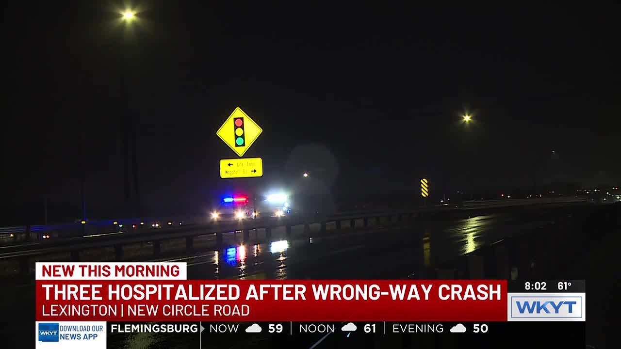 3 hospitalized after wrong way crash - YouTube