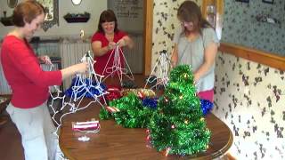 Having a little fun after thanksgiving dinner as we make small table Christmas trees.Great idea for the office or for a family member 