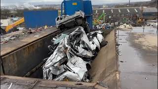 Scrap car processing at Bradford Waste Traders using the Moros HP110 shear