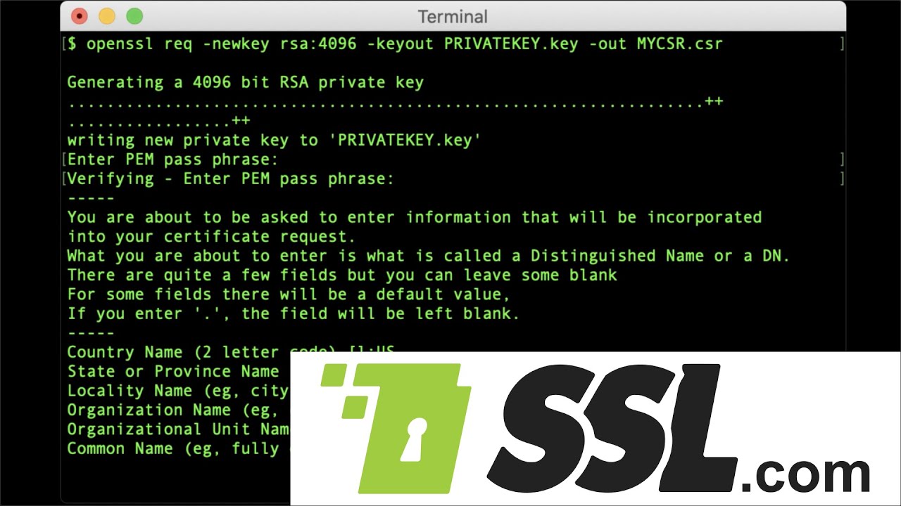 Overstige rigtig meget Husarbejde Manually Generate a Certificate Signing Request (CSR) Using OpenSSL - SSL .com