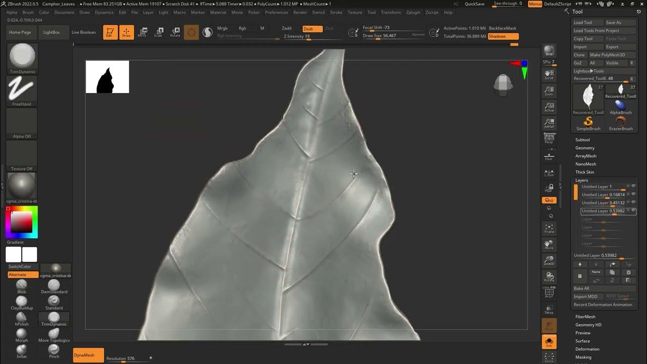 Leaves ZBrush Sculpting (Sped Up) part02 YouTube