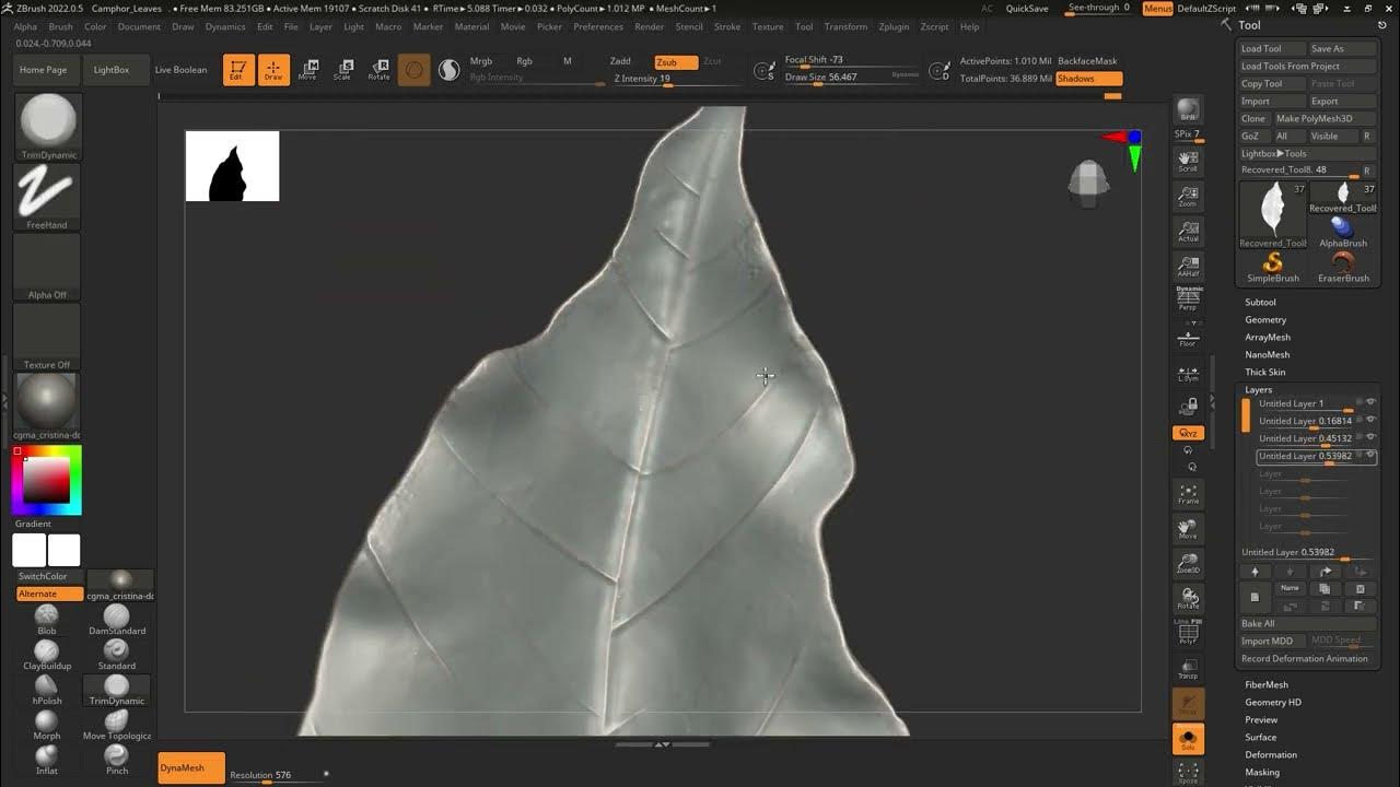 how to cut leaves in zbrush fibermesh