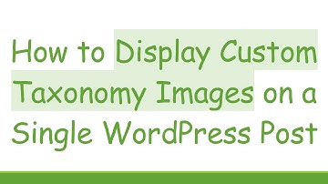 How to Display Custom Taxonomy Images on a Single WordPress Post