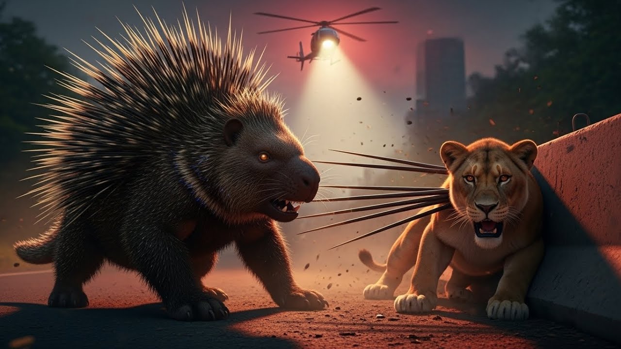 Mother Lion Trapped by Spiky Porcupine — Helicopter Rescue Saves Her Life