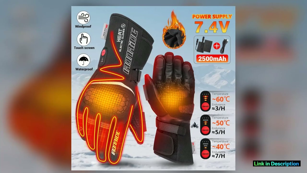 Waterproof Motorcycle Gloves Heated Guantes Motorbike Riding Heating Gloves Touch Screen Gloves