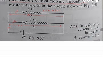 23. Calculate the current flowing through each of the resistors A and B in the circuit shown in Fig