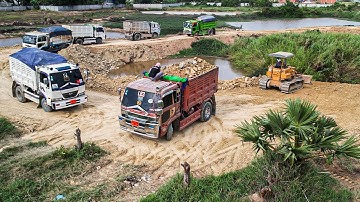 Best New Project Land Filling Up In The Water By Skills Operator Super Bulldozer Pushing Soil