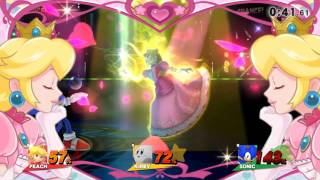 Super Smash Bros Wii U Online Battle Peach vs. Kirby vs. Sonic