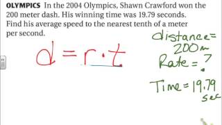 Common Core Math: One-Step Equations using Distance equals Rate Times Time d=rt