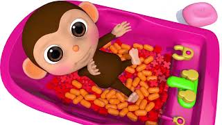 Learn Colors Baby Monkey Bunny Mold Bath Time Finger Song Nursery Rhymes for Kid