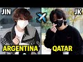 Jungkook leaves to Qatar World Cup, Jin to Argentina! | BTS 방탄소년단 정국 진