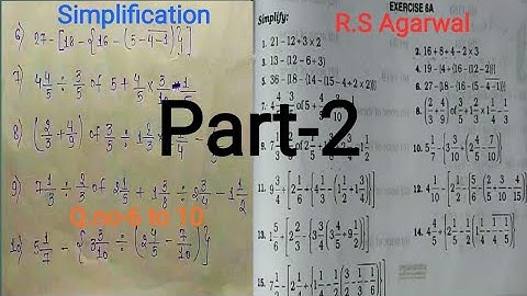Q. no 6 to 10 R.S AGGARWAL simplification class-6/ excercise-6A/ Questions no-5 to10  How to solve