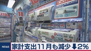 家計支出11月も減少↓２％