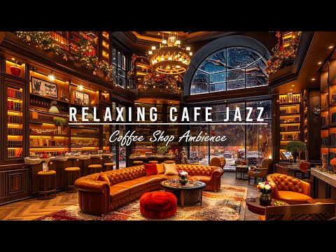 Relaxing Crackling Fireplace and Warm Jazz Instrumental Music in Cozy Coffee Shop Ambience for Study