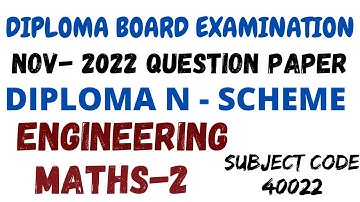 Engineering Mathematics 2 (2nd Sem) | Diploma Board Examination November 2022 Question Paper | TNDTE