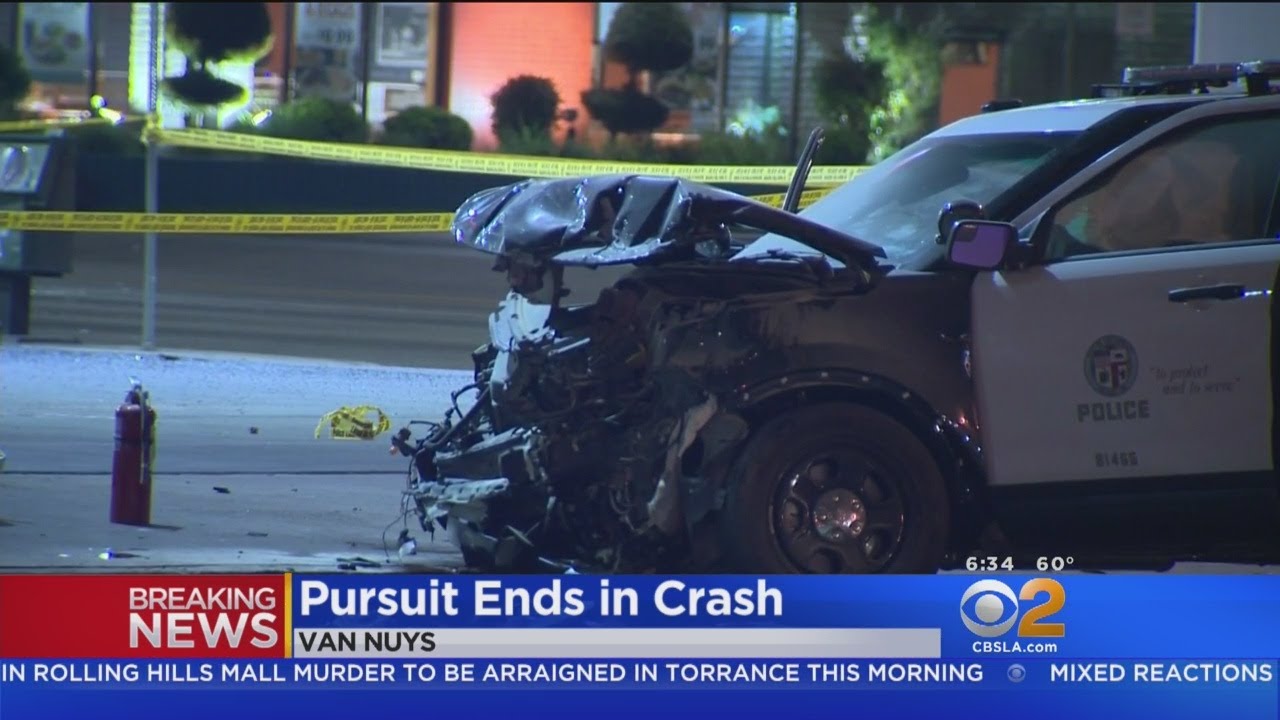Pursuit In Van Nuys Ends In 3-Car Crash Involving LAPD Patrol Vehicle ...