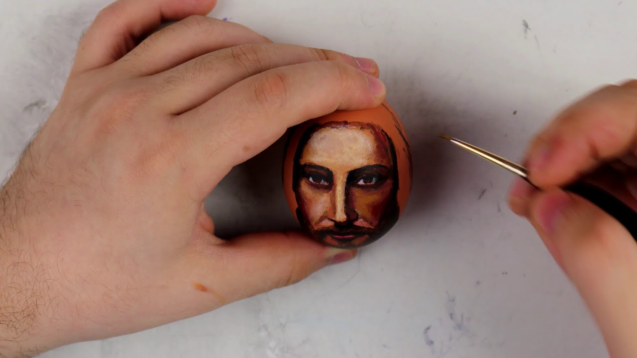 Incredible Painting of Jesus/ Demo on a boiled egg, HAPPY EASTER! YouTube