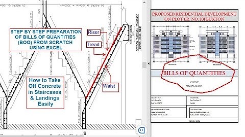 REINFORCED CONCRETE STAIRCASE & LANDINGS TAKING OFF EXPLAINED E16//BILL OF QUANTITIES USING EXCEL