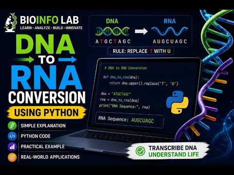 CONVERT DNA TO RNA USING PYTHON / Bioinformatics Tutorial for Beginners