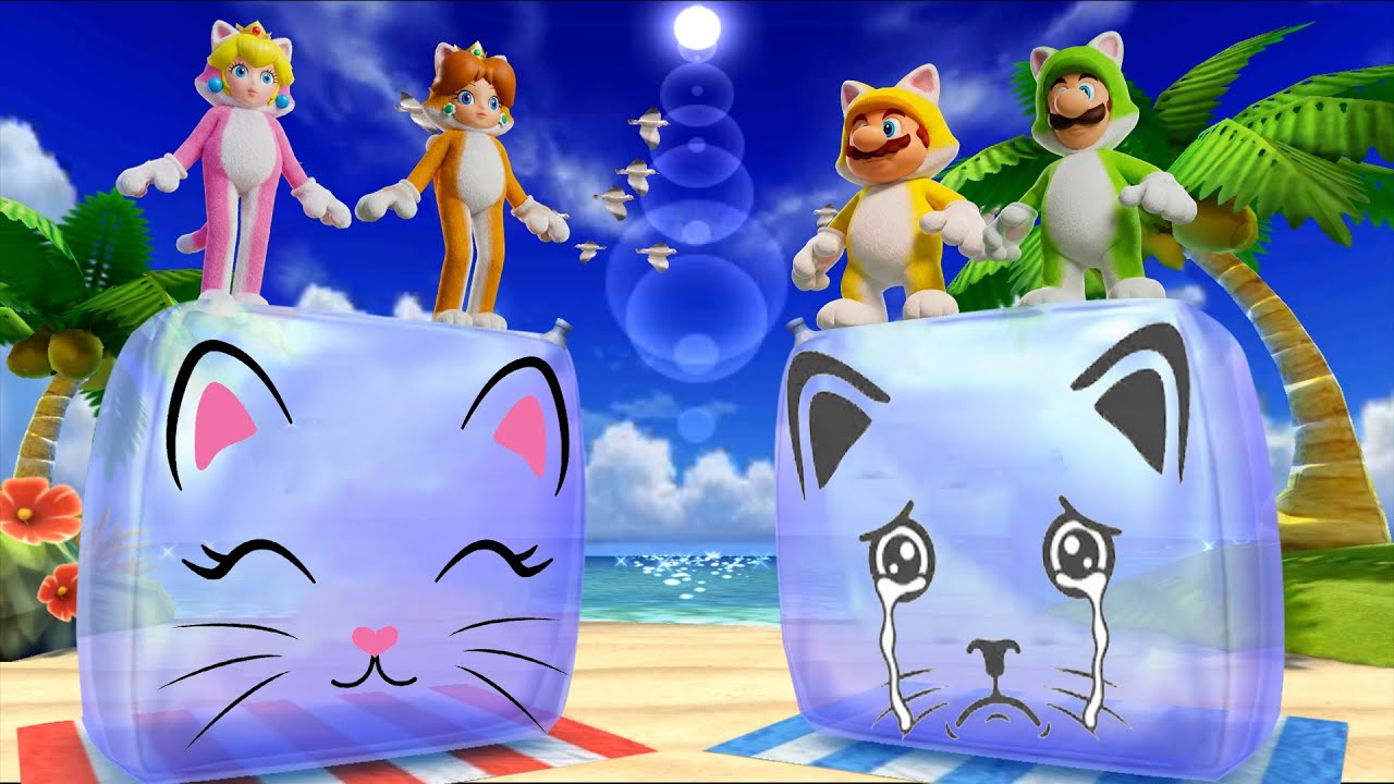 【マリオパーティ100ミニゲームコレクション】ネコピーチVS ネコデイジー VS ネコマリオ VS ネコルイージ大集合！かわいい4人対戦 4K UHD (2160P)