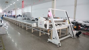 How to lay & cut tent fabric by Richpeace automatic spreading machine with automatic fabric loader