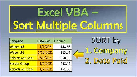 Excel VBA Sort Multiple Columns