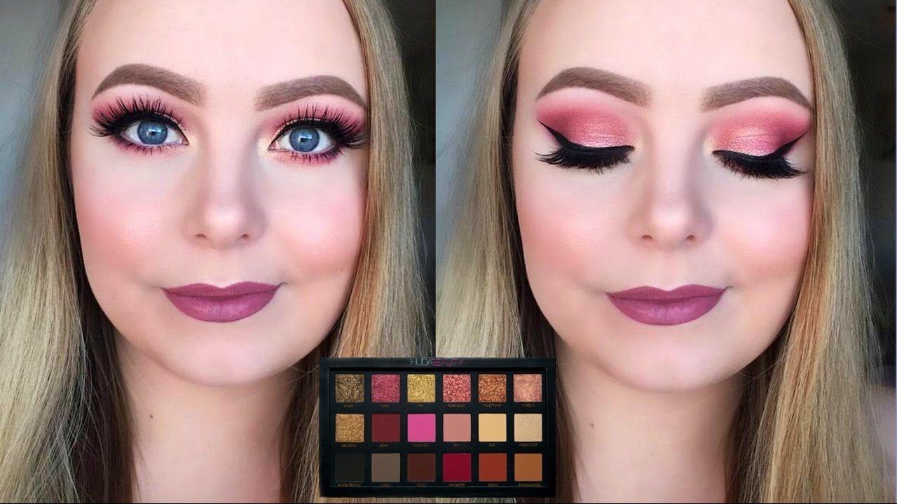 Huda Beauty Rose Gold Palette MAKEUP TUTORIAL YouTube