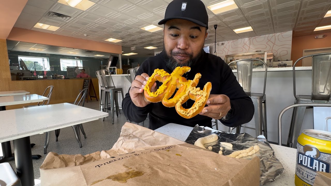 Charming Pretzel and Ice Cream Shop in South Jersey. 6 Breakfast sandwiches using Pretzel Buns