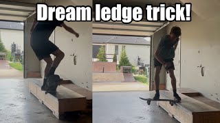Skating the ledge and sum flat, Got a dream ledge trick!