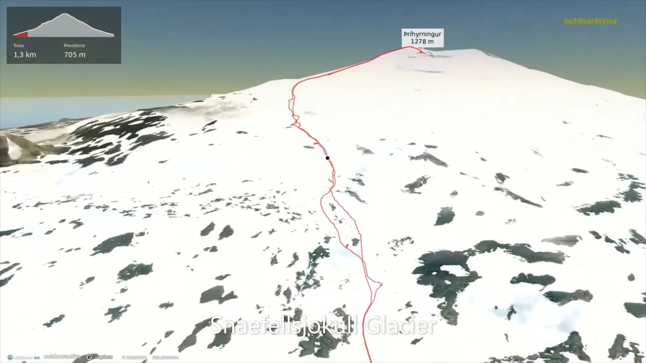 Snaefellsjokull Glacier ∆ hiking trails ∆ 3d-trail.com/iceland/ — Snæfellsjökull — video poster