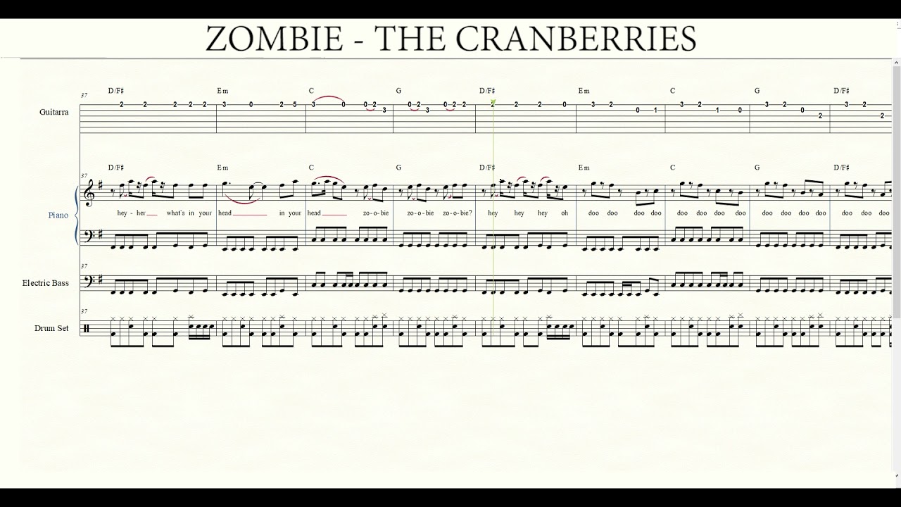 Super Partituras - Zombie (The Cranberries), com cifra