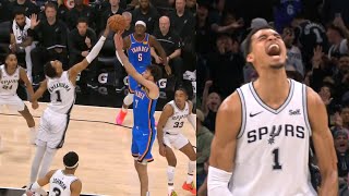 Victor Wembanyama stares down OKC bench after clutch 3 then blocks Chet Holmgren 🔥