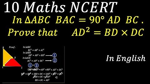 𝐼𝑛 ∆𝐴𝐵𝐶  𝐵𝐴𝐶=90° 𝐴𝐷 perpendicular to  𝐵𝐶 .  𝑃𝑟𝑜𝑣𝑒 𝑡ℎ𝑎𝑡 2AD2=𝐵𝐷×𝐷𝐶