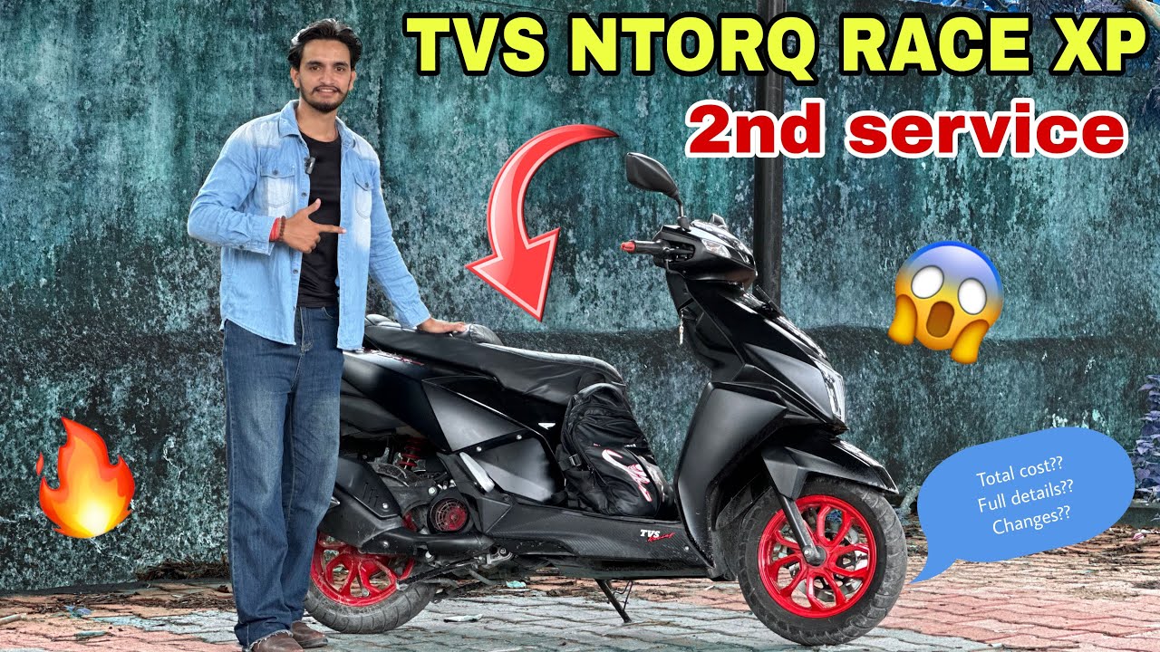 2nd service of TVS NTORQ RACE XP 🔥 | total detail , cost 😱 | TVS NTORQ XT 