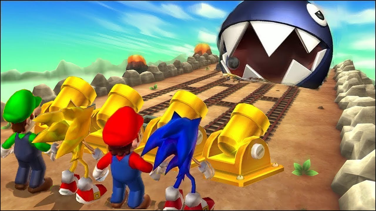 Mario Party 9 MiniGames Sonic против Mario против Super Sonic против Luigi (уровень сложности Mas...